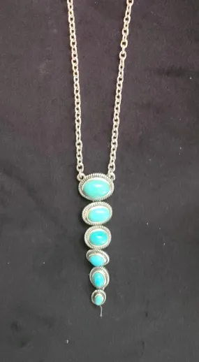 Turquoise Crestone Peak Silvertone Necklace