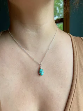 Turquoise Necklace Gold Layering Gemstone Pendant
