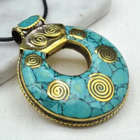 Turquoise Spirals Tibetan Necklace
