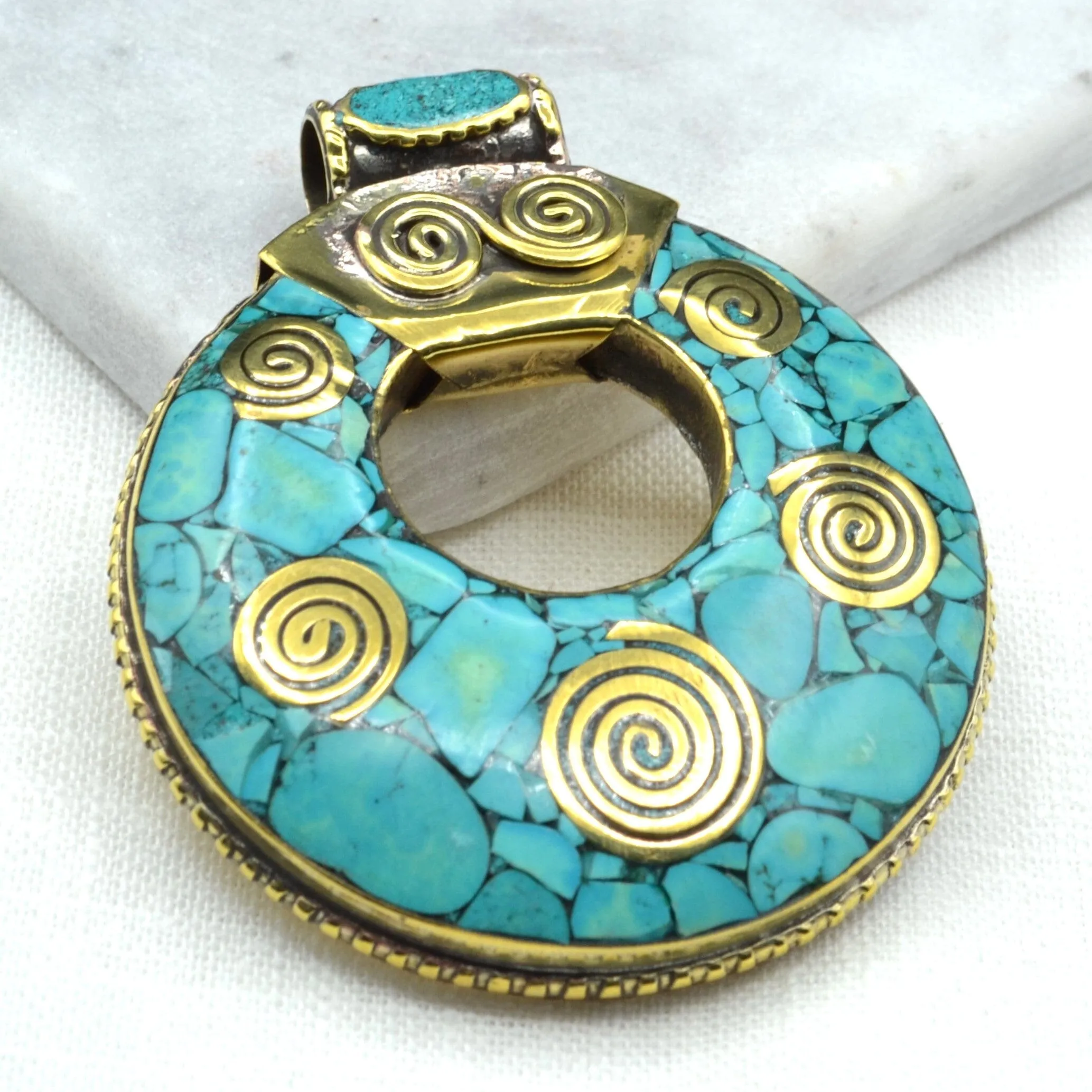 Turquoise Spirals Tibetan Necklace