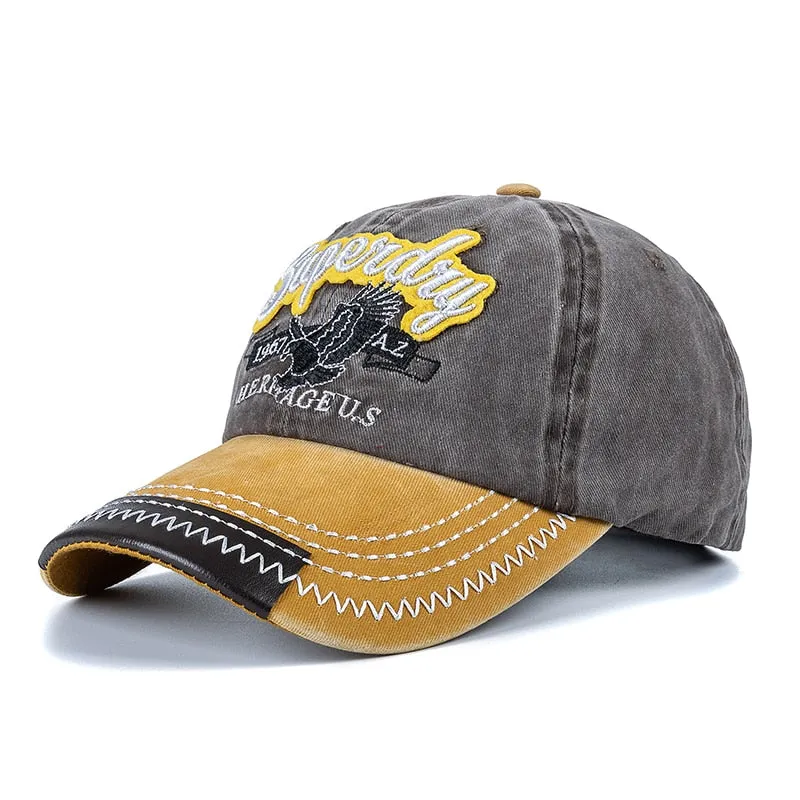 Unisex Cap Washed Cotton Superday Embroidery Baseball Cap Outdoor Casual Color Matching Hats For Women Men Shading Cap