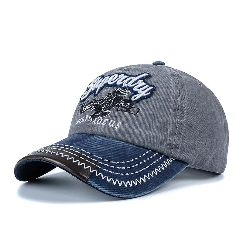 Unisex Cap Washed Cotton Superday Embroidery Baseball Cap Outdoor Casual Color Matching Hats For Women Men Shading Cap