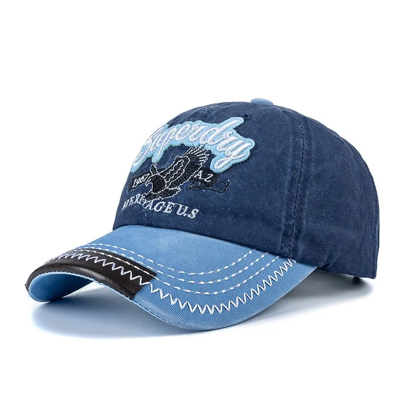 Unisex Cap Washed Cotton Superday Embroidery Baseball Cap Outdoor Casual Color Matching Hats For Women Men Shading Cap