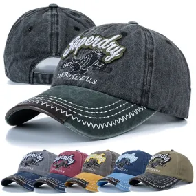 Unisex Cap Washed Cotton Superday Embroidery Baseball Cap Outdoor Casual Color Matching Hats For Women Men Shading Cap