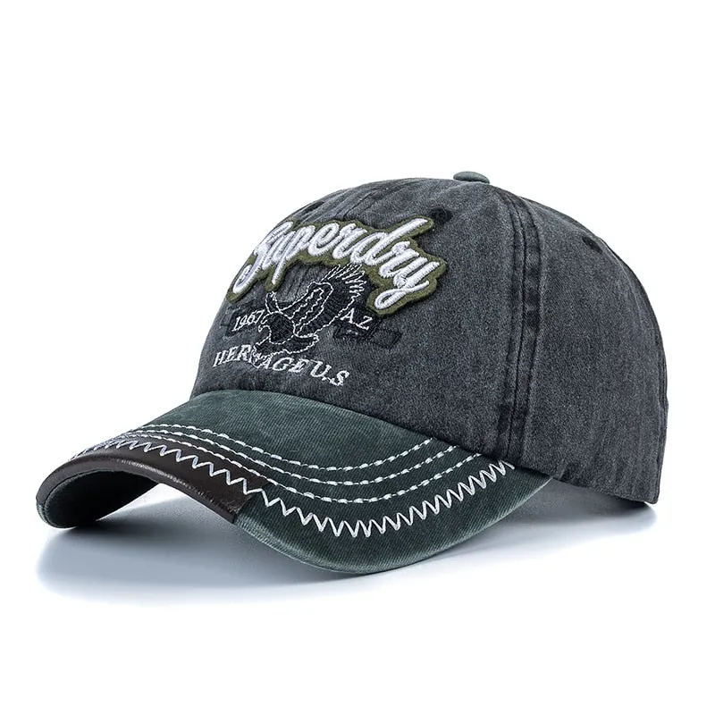 Unisex Cap Washed Cotton Superday Embroidery Baseball Cap Outdoor Casual Color Matching Hats For Women Men Shading Cap