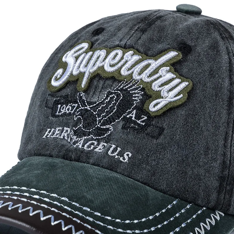 Unisex Cap Washed Cotton Superday Embroidery Baseball Cap Outdoor Casual Color Matching Hats For Women Men Shading Cap