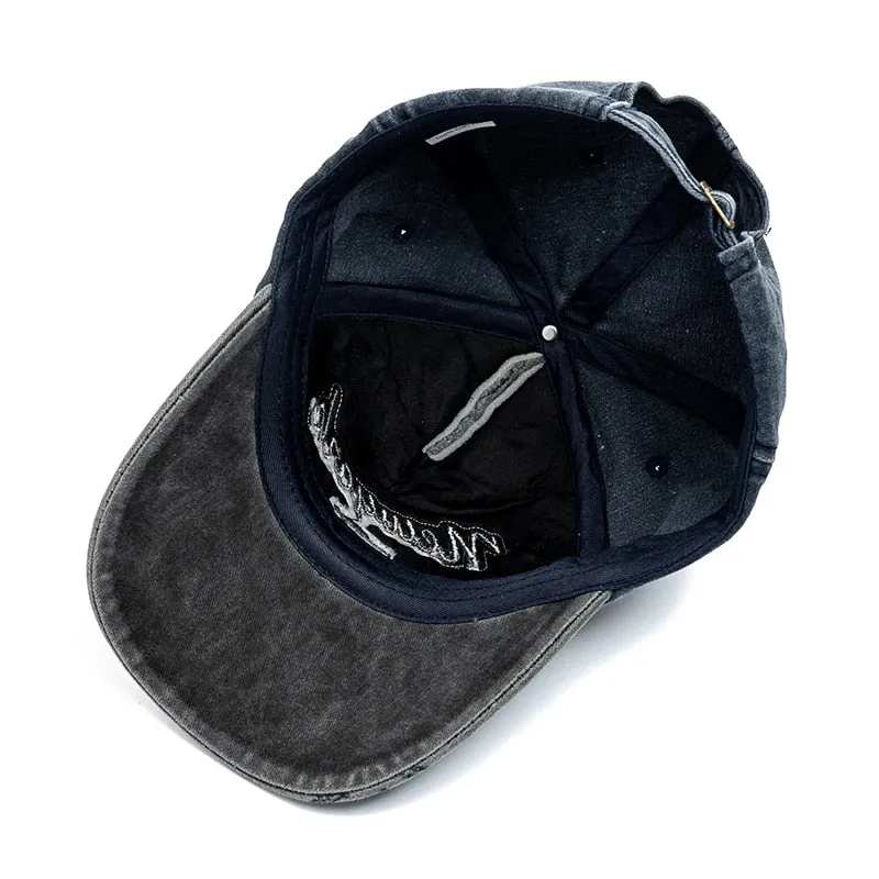 Unisex Washed Cotton Cap Letter Embroidery Vintage Baseball Cap Men Women Adjustable Casual Outdoor Streetwear Hat