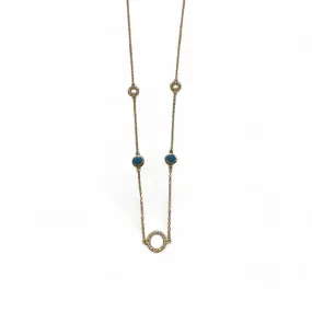 Vernus | Ponza Necklace | Turquoise Cz & White Cz | Gold Plated 925 Silver