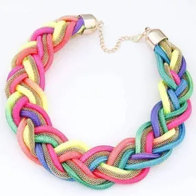 Vibrant Braided Mesh Choker Necklace