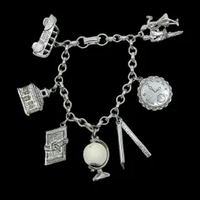 Vintage Coro silver tone charm bracelet