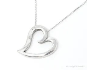 Vintage Designer Sol Kass Open Heart Sterling Silver Necklace
