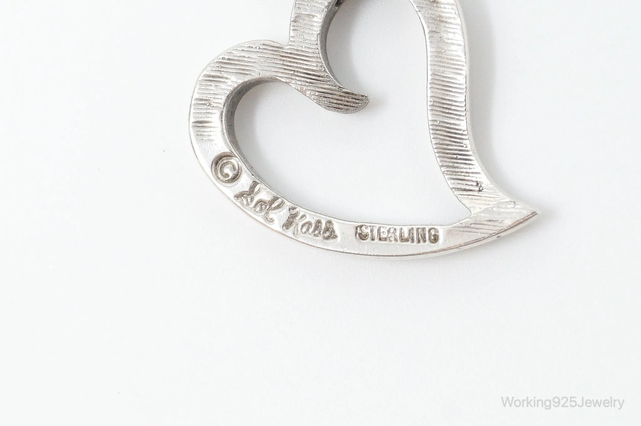 Vintage Designer Sol Kass Open Heart Sterling Silver Necklace