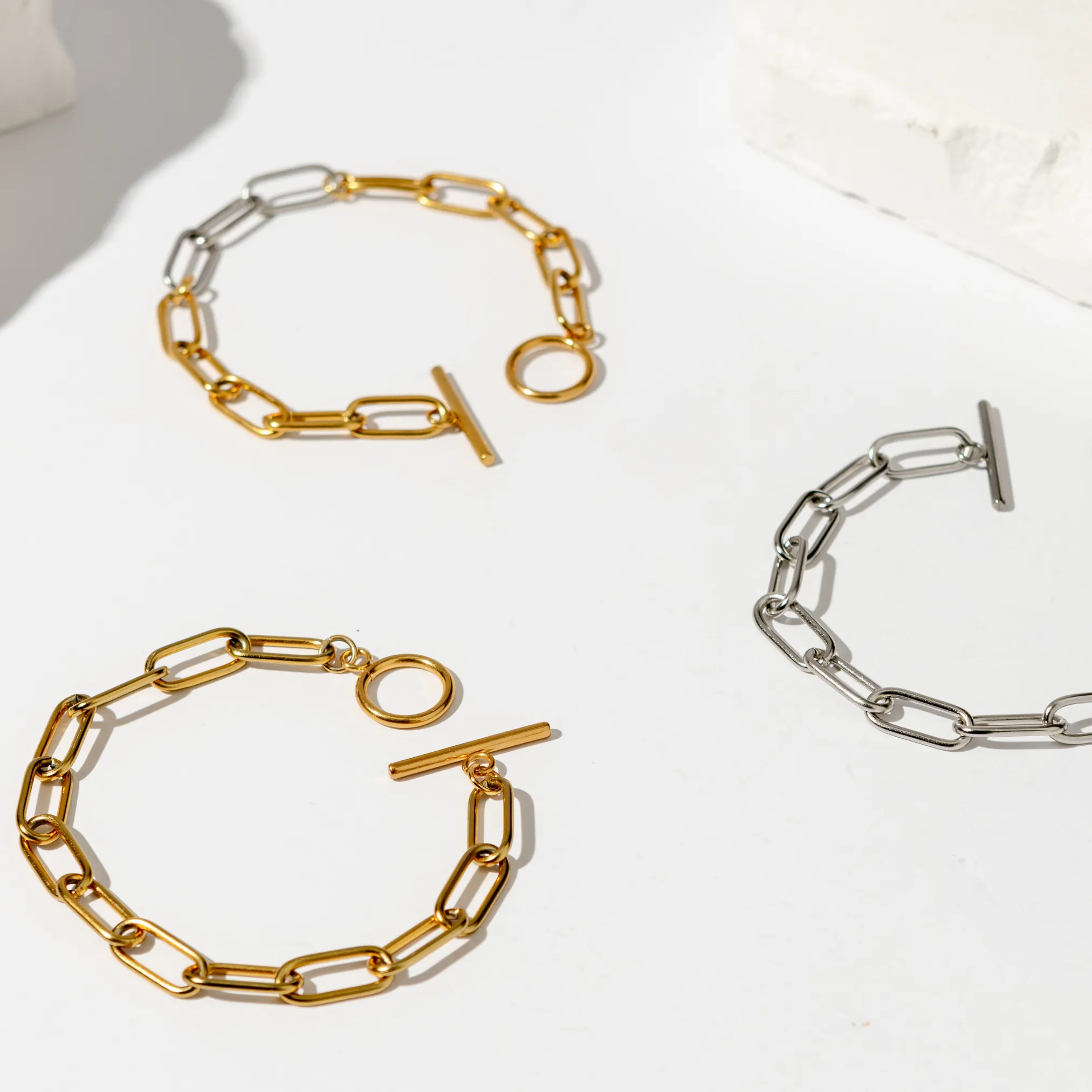 Waterproof "Imperméable” Mixed Metal Chunky Chain Bracelet