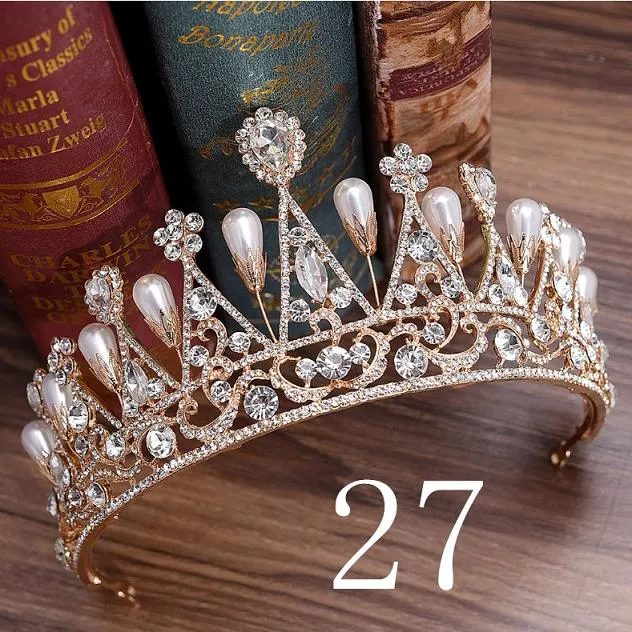 Wedding Bridal Crystal and Pearls Tiara Crowns Princess Queen of Heart
