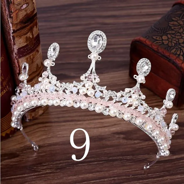 Wedding Bridal Crystal and Pearls Tiara Crowns Princess Queen of Heart