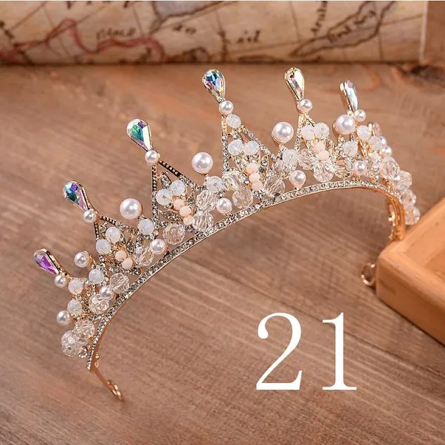 Wedding Bridal Crystal and Pearls Tiara Crowns Princess Queen of Heart