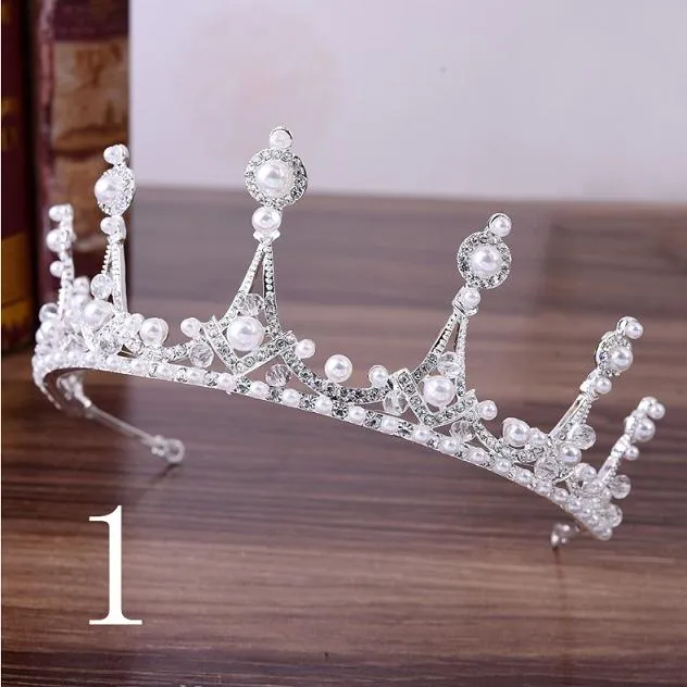 Wedding Bridal Crystal and Pearls Tiara Crowns Princess Queen of Heart
