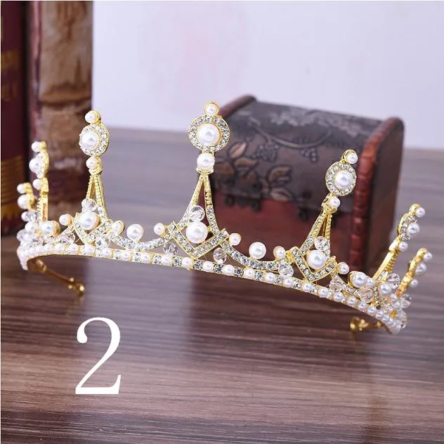 Wedding Bridal Crystal and Pearls Tiara Crowns Princess Queen of Heart
