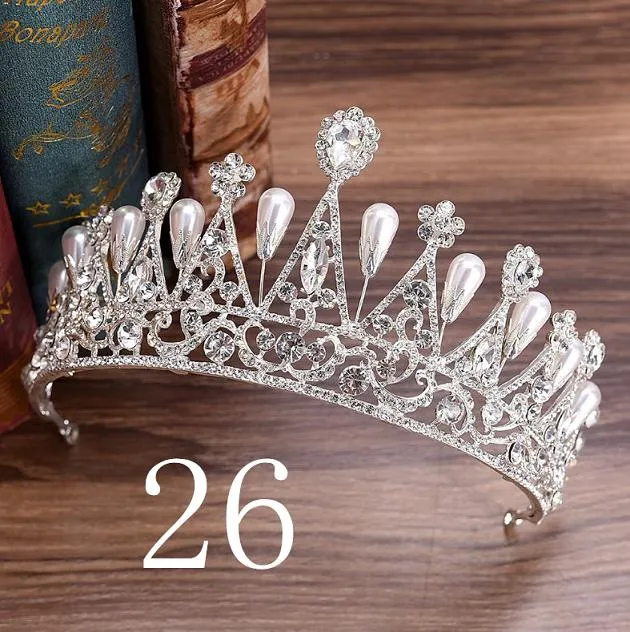 Wedding Bridal Crystal and Pearls Tiara Crowns Princess Queen of Heart