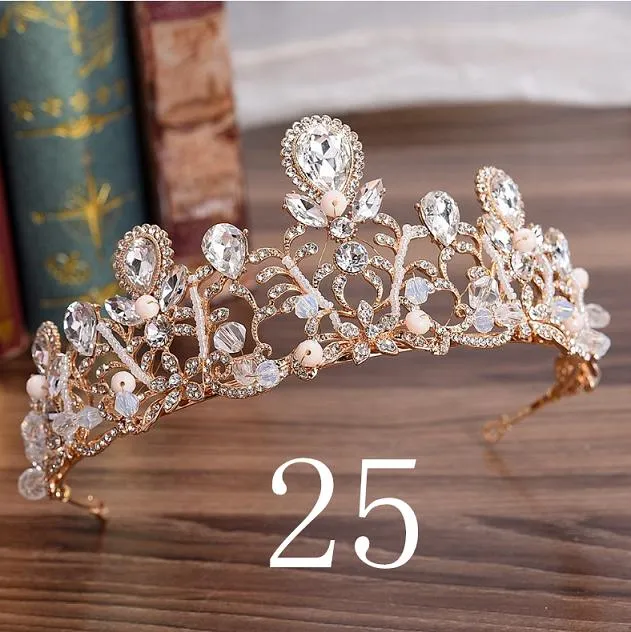 Wedding Bridal Crystal and Pearls Tiara Crowns Princess Queen of Heart