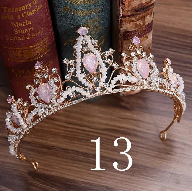 Wedding Bridal Crystal and Pearls Tiara Crowns Princess Queen of Heart