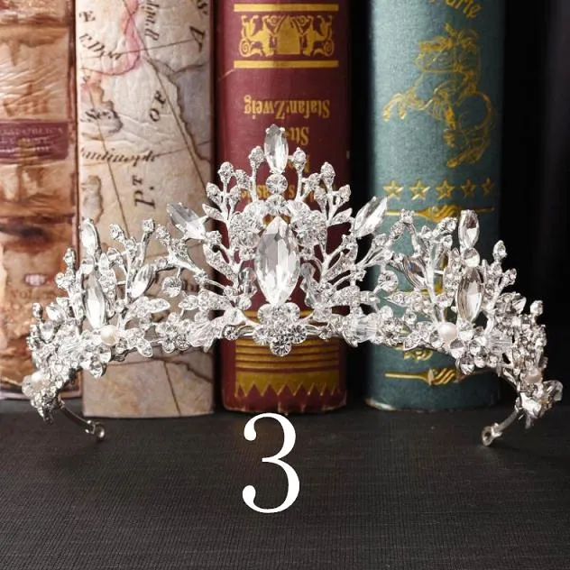 Wedding Bridal Crystal and Pearls Tiara Crowns Princess Queen of Heart