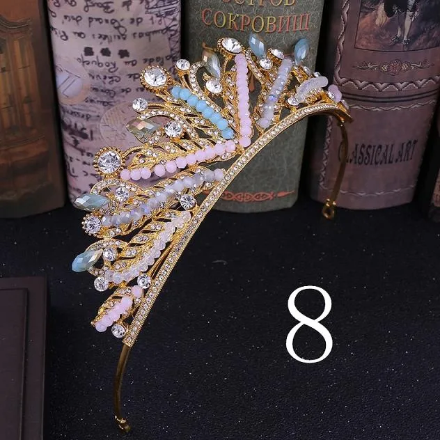 Wedding Bridal Crystal and Pearls Tiara Crowns Princess Queen of Heart