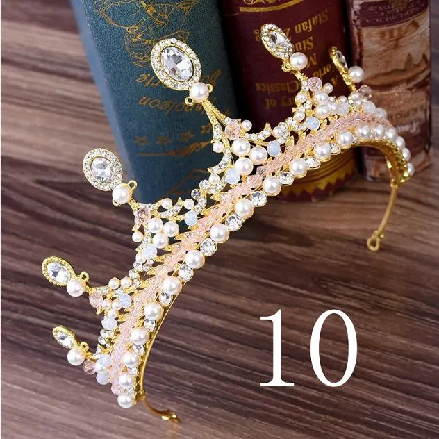 Wedding Bridal Crystal and Pearls Tiara Crowns Princess Queen of Heart