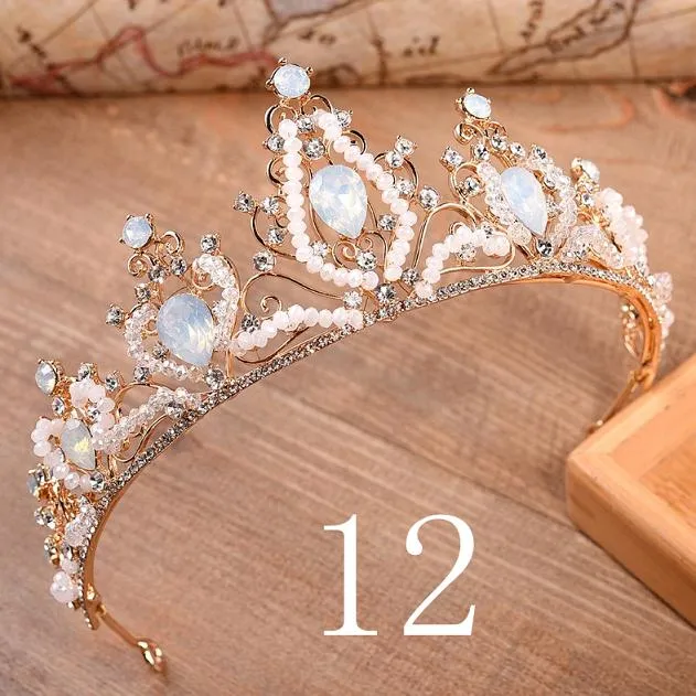 Wedding Bridal Crystal and Pearls Tiara Crowns Princess Queen of Heart