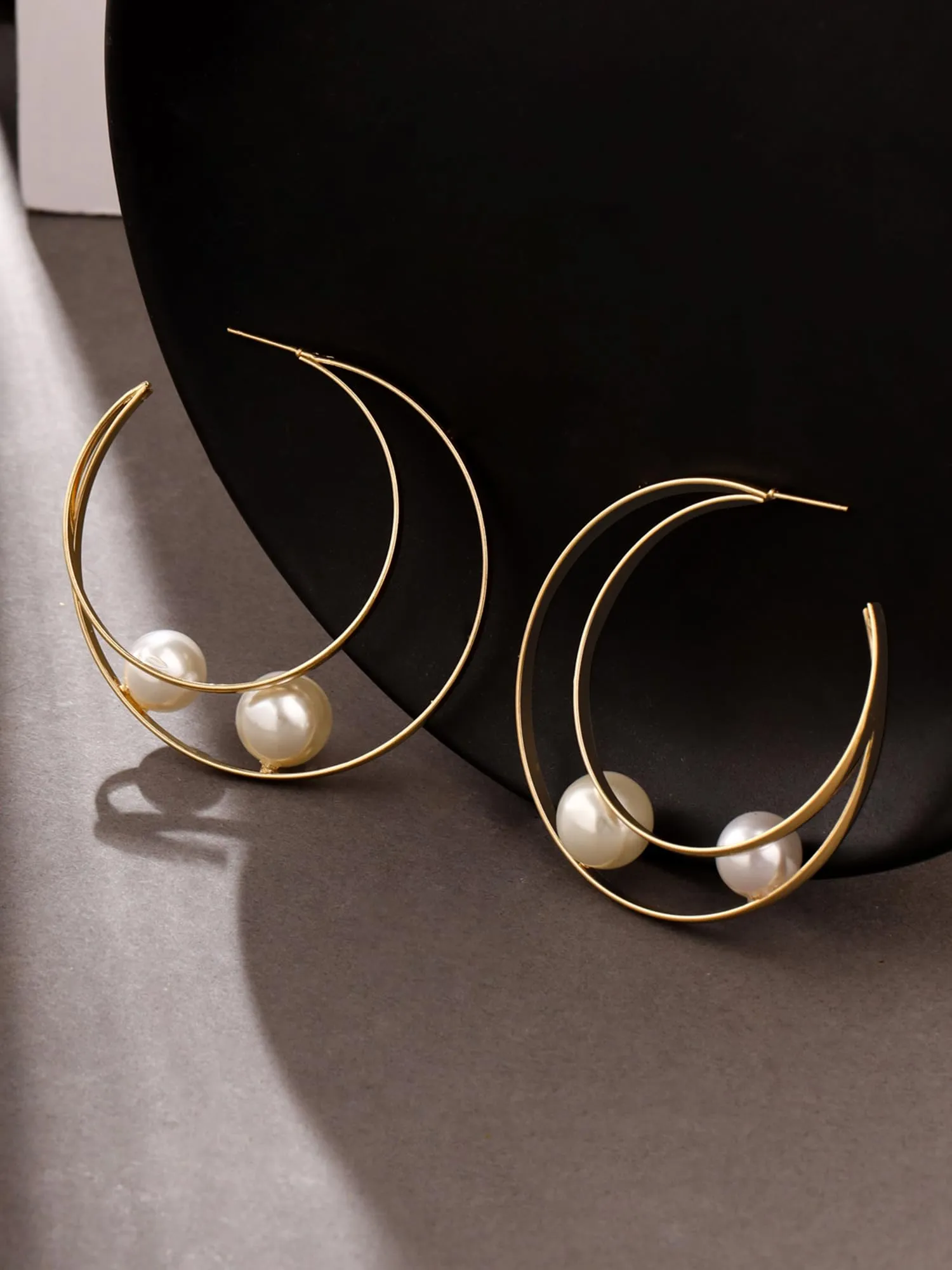 Yellow Chimes Pearl Hoop Earrings for Women | Fashion Golden Women Earrings | Western Style Gold Plated White Pearls Big Hoop Earrings for Girls | Birthday Gift for Girls Anniversary Gift for Women