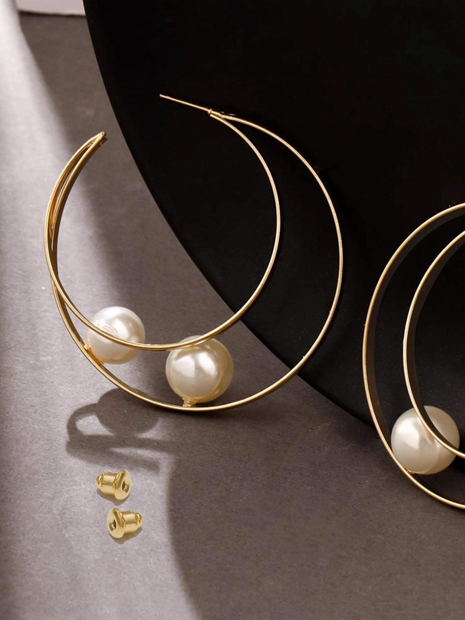 Yellow Chimes Pearl Hoop Earrings for Women | Fashion Golden Women Earrings | Western Style Gold Plated White Pearls Big Hoop Earrings for Girls | Birthday Gift for Girls Anniversary Gift for Women